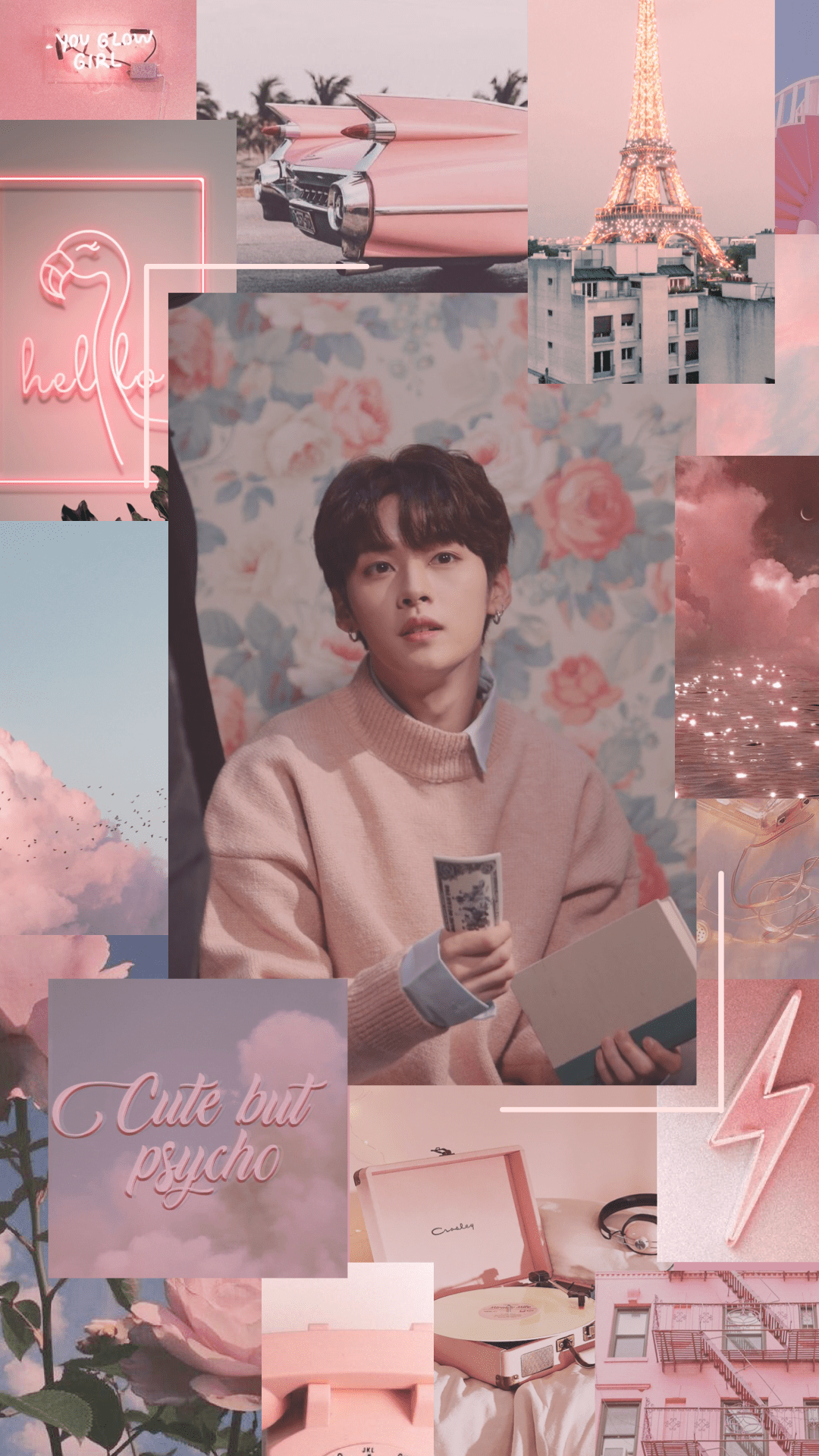 Lee Know pink aesthetic wallpaper