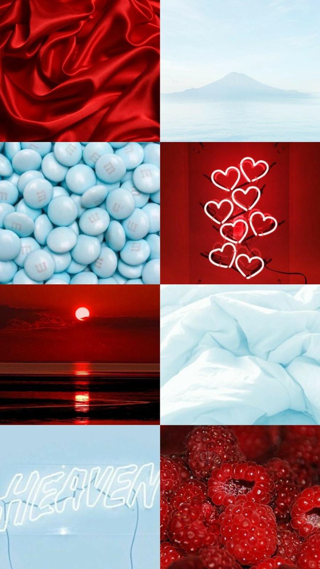 A collage of pictures with different colors - IPhone red, light red, light blue