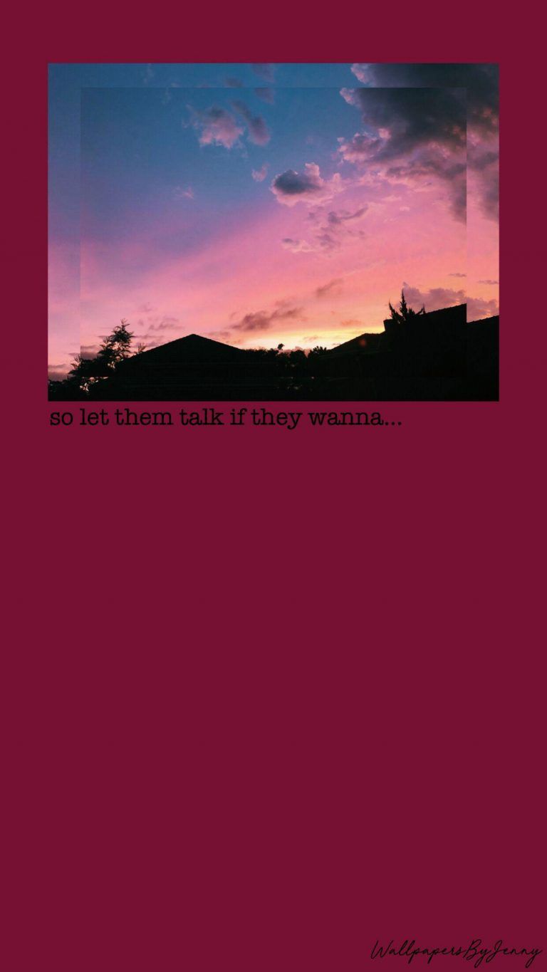 Aesthetic phone wallpaper with a sunset and the words 