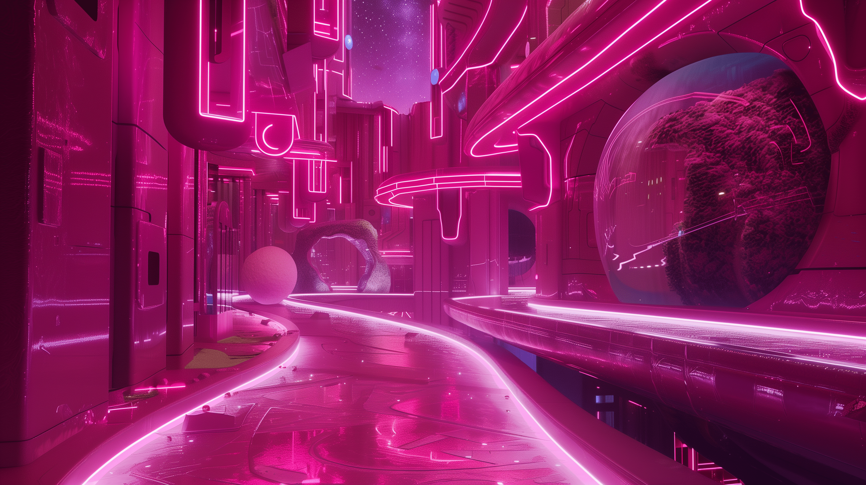 Pink Sci Fi City Aesthetic HD Wallpaper