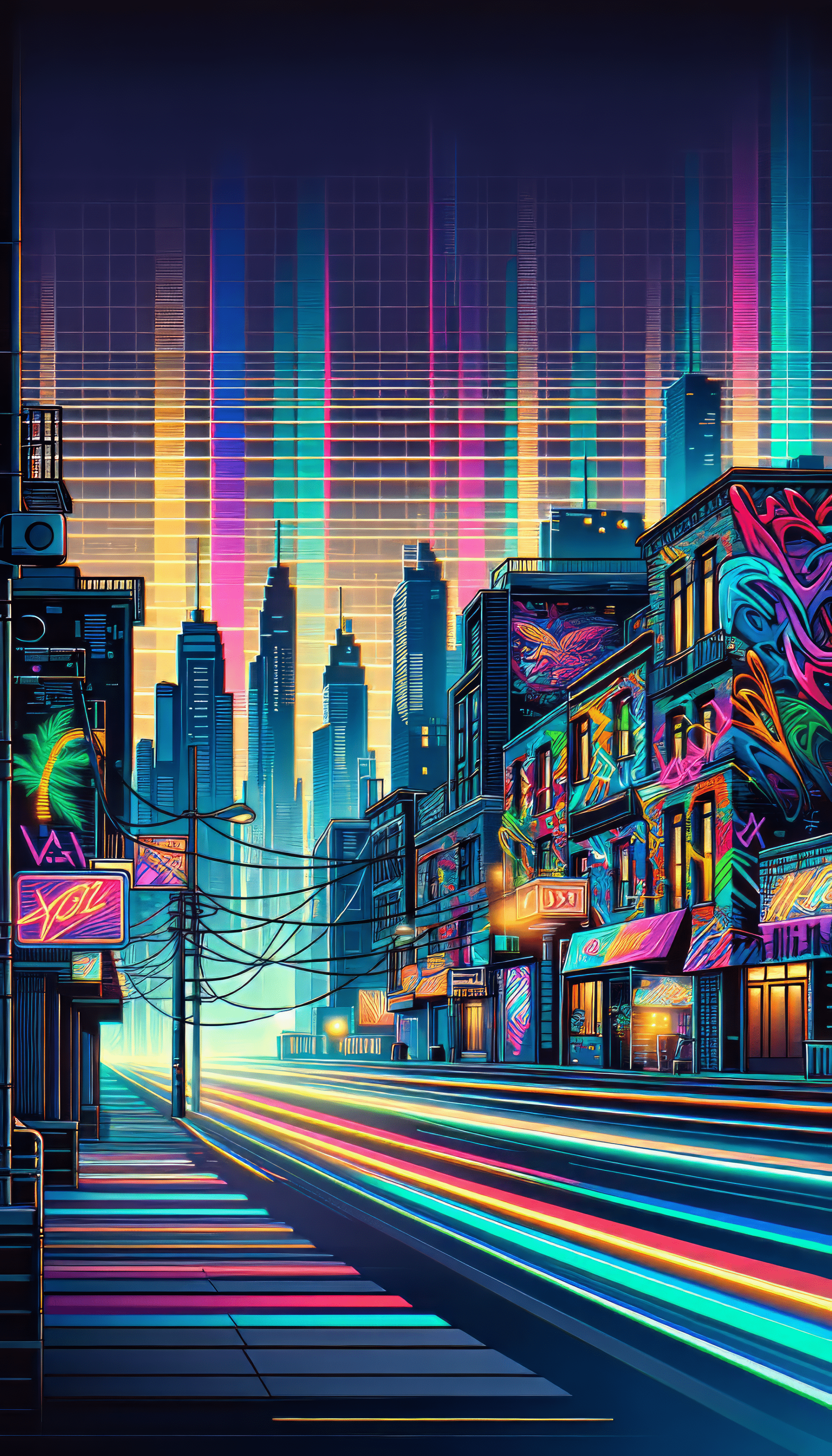 Y2K Aesthetic Cityscape Wallpaper