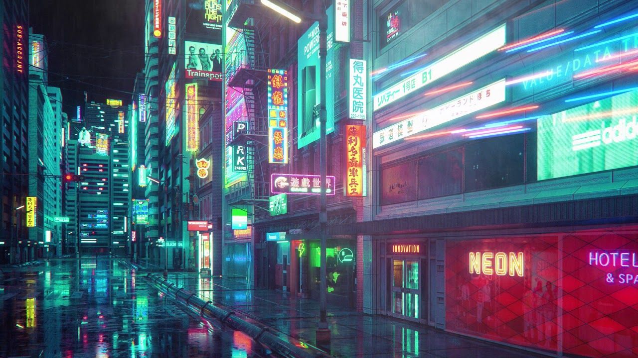 Rain in Future City Live Wallpaper