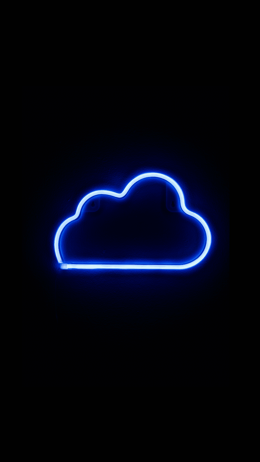 A blue neon sign in the shape of a cloud - Neon blue