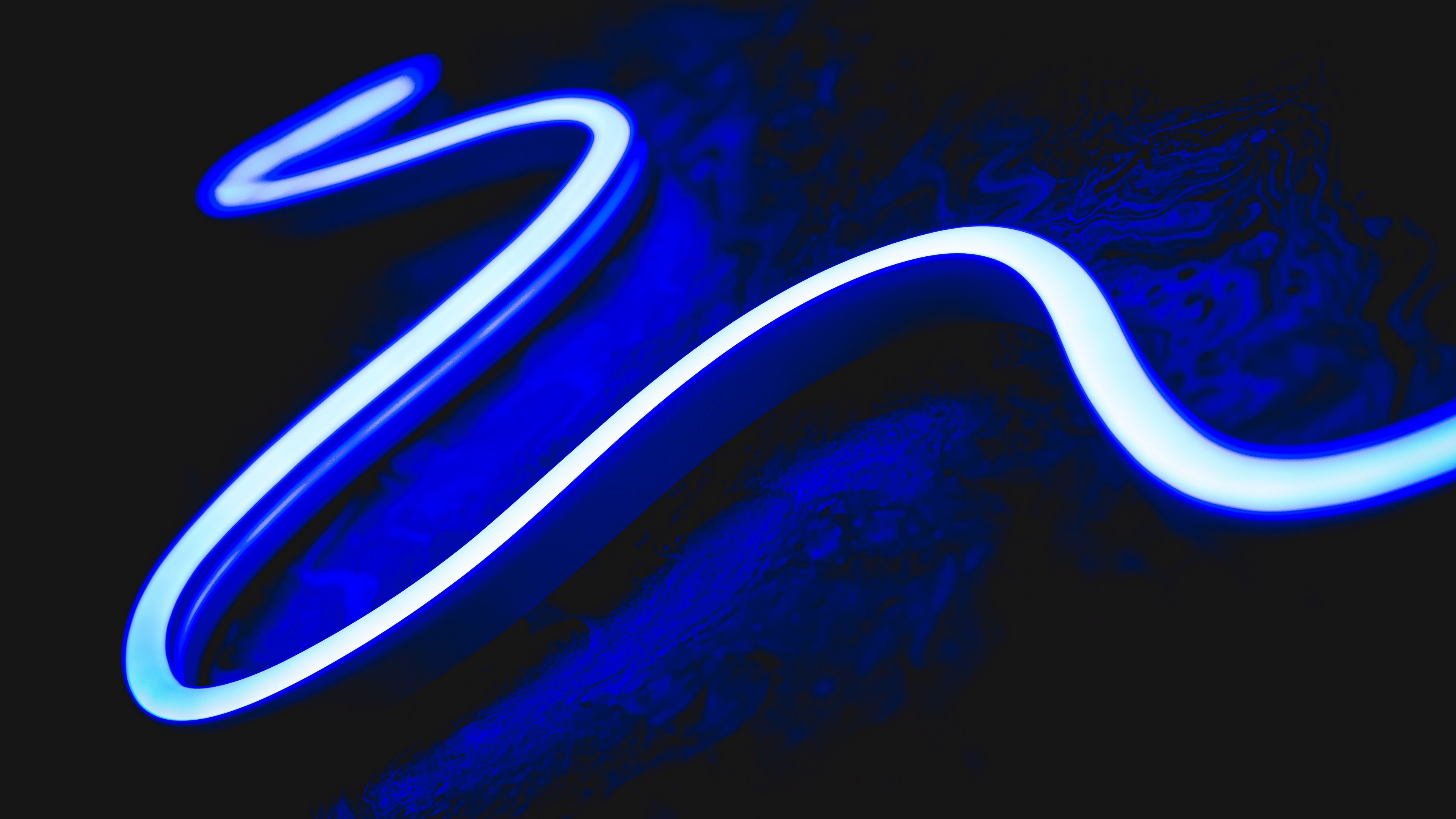 Wallpaper / line, winding, neon, glow, blue, 4k free download