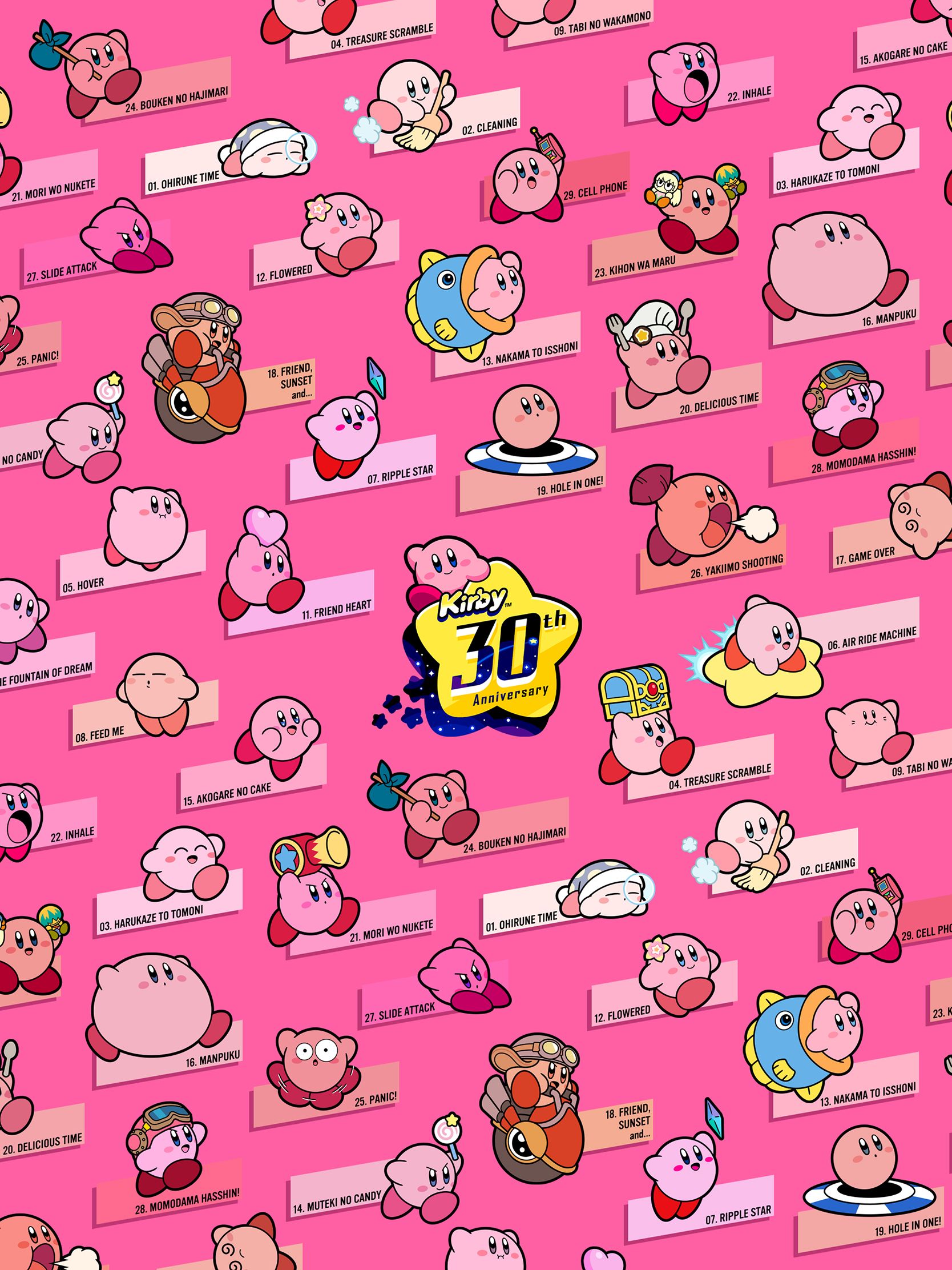 30th Anniversary Kirby Forms Wallpaper