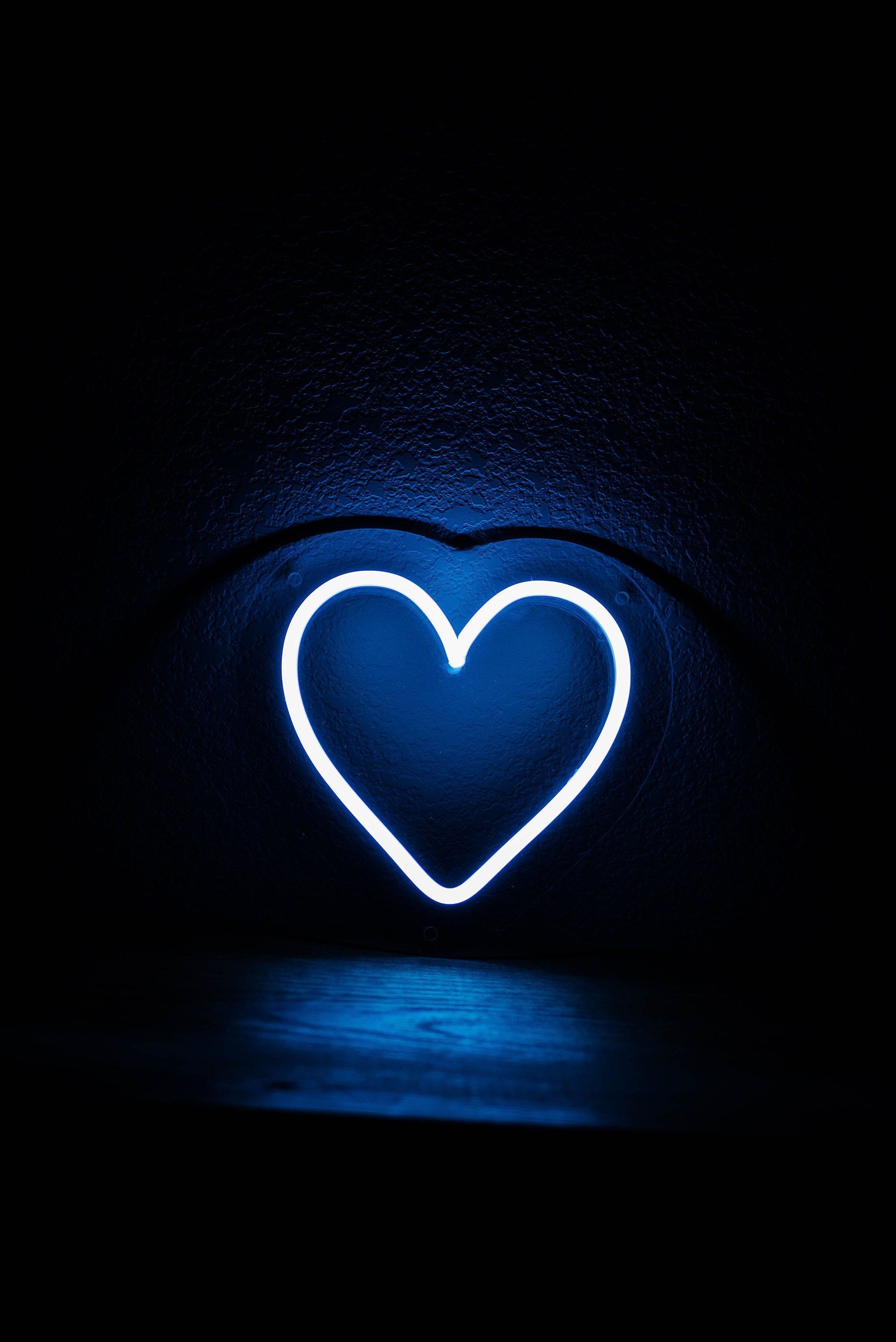 Blue Neon Heart Wallpaper