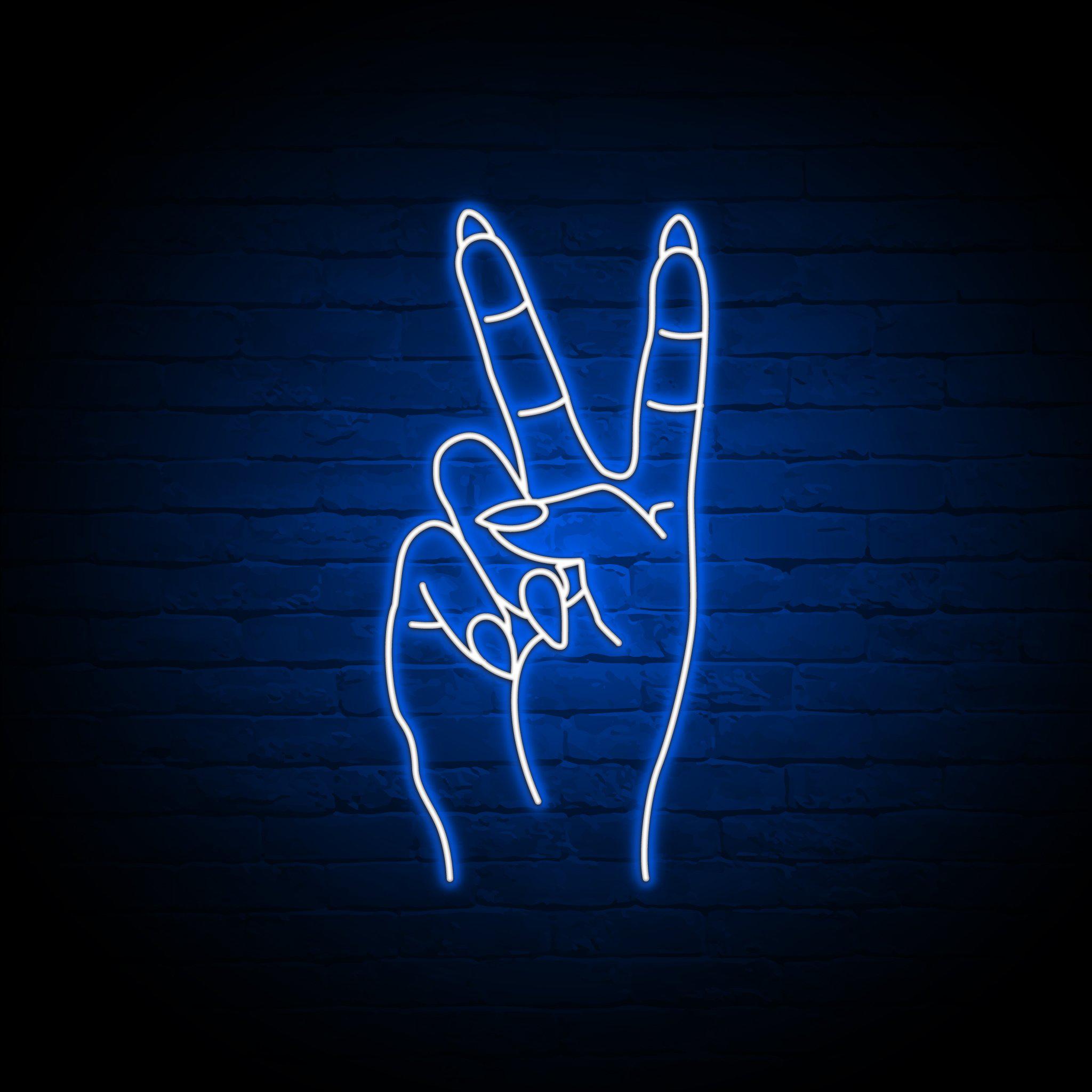 A neon sign of the peace symbol - Neon blue