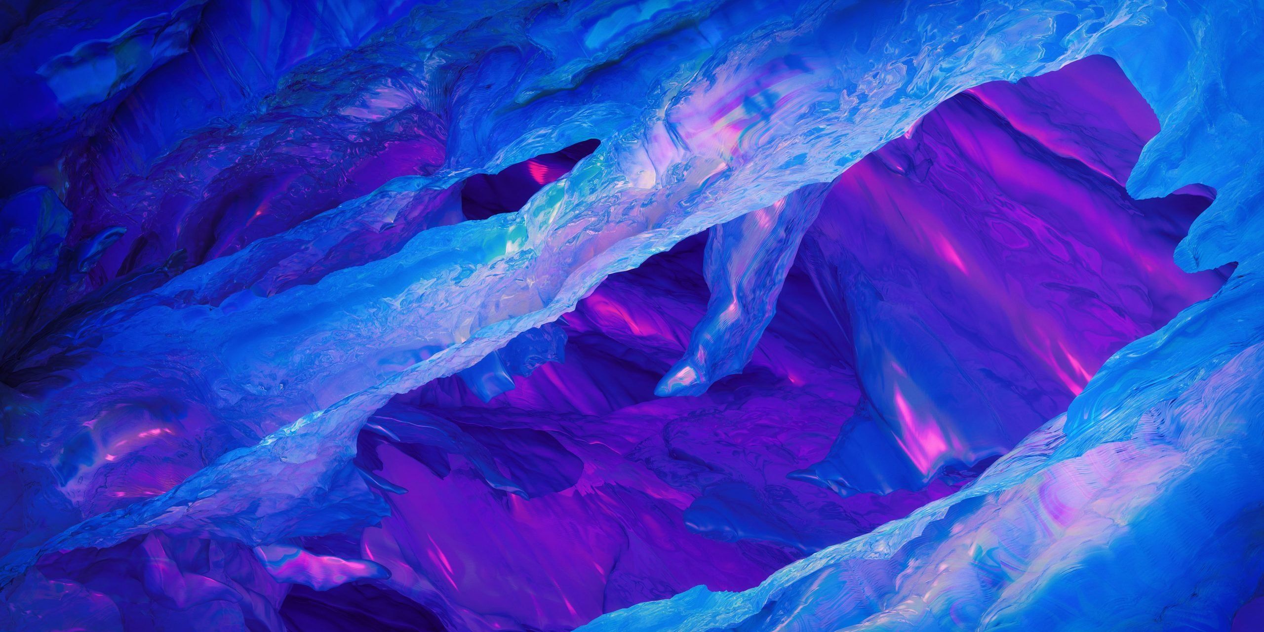 A purple cave with blue lighting - Neon blue