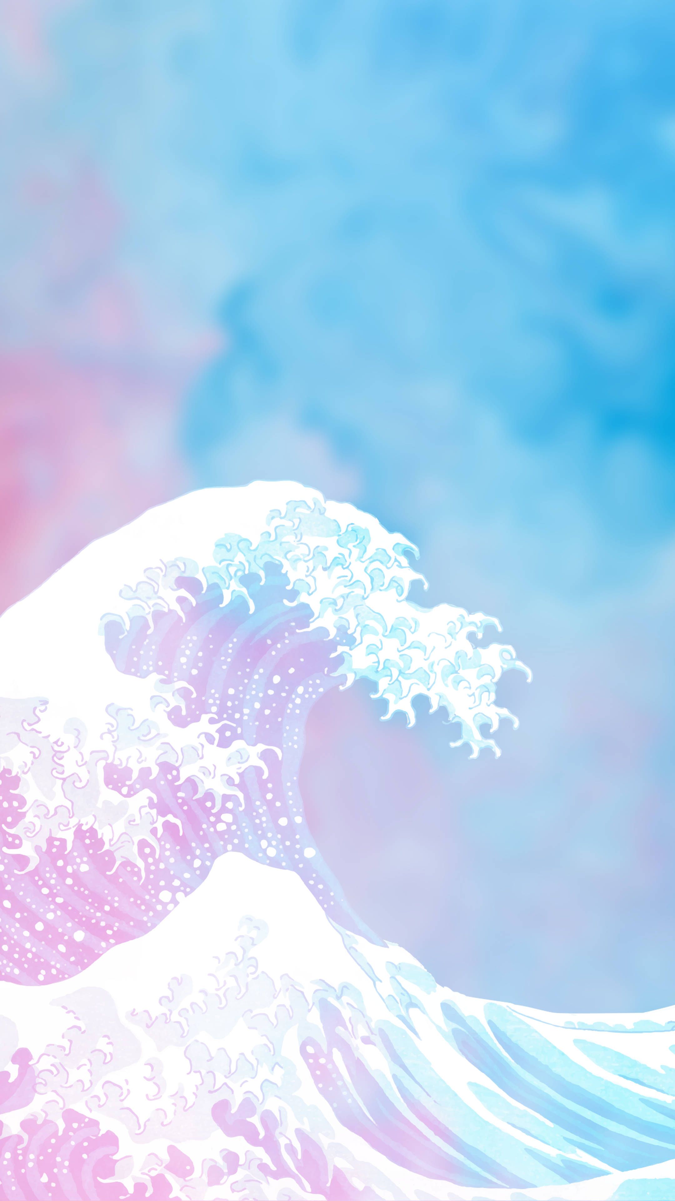 Download The Great Wave Pastel Minimalist Wallpaper