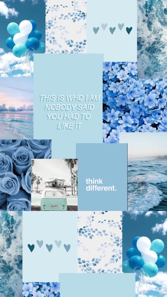 A collage of blue and white pictures - Light blue, pastel blue