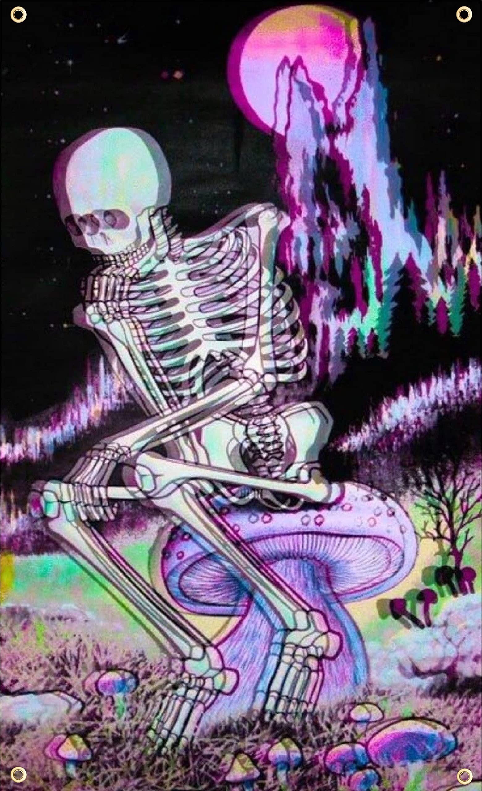 Trippy Tapestry Skull Room Decor