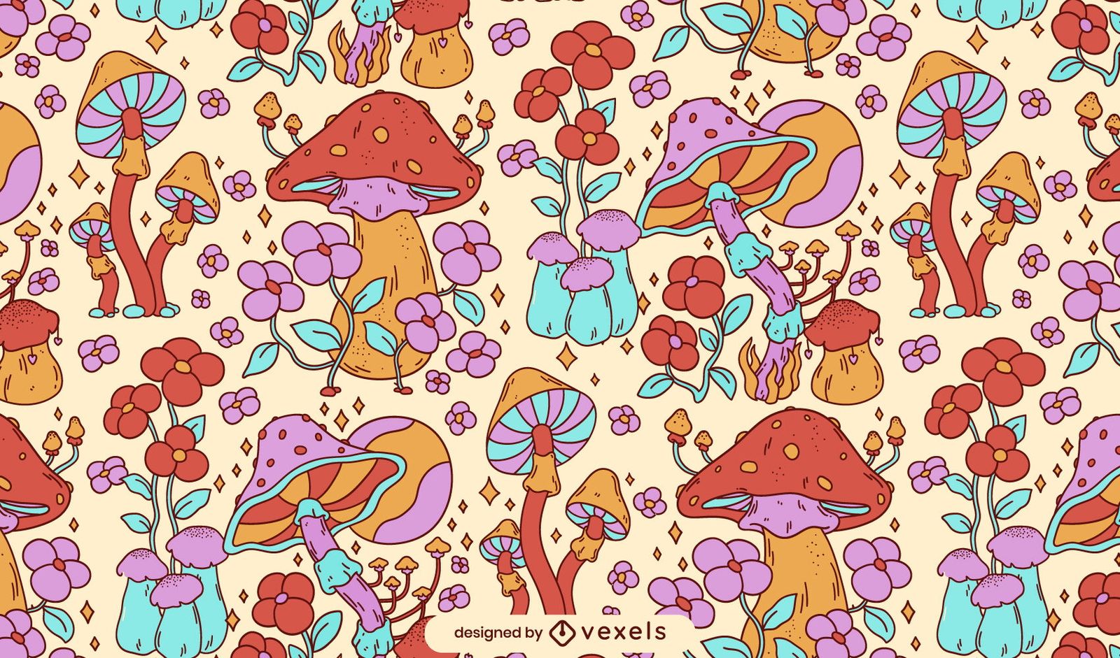 Psychedelic Mushroom Pattern Design