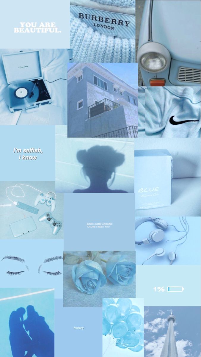 A collage of pictures with blue backgrounds - Light blue