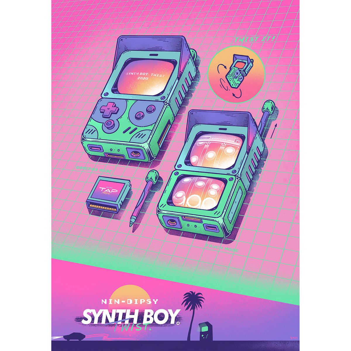 Synth Boy Twist. 海報, 插畫, 設計