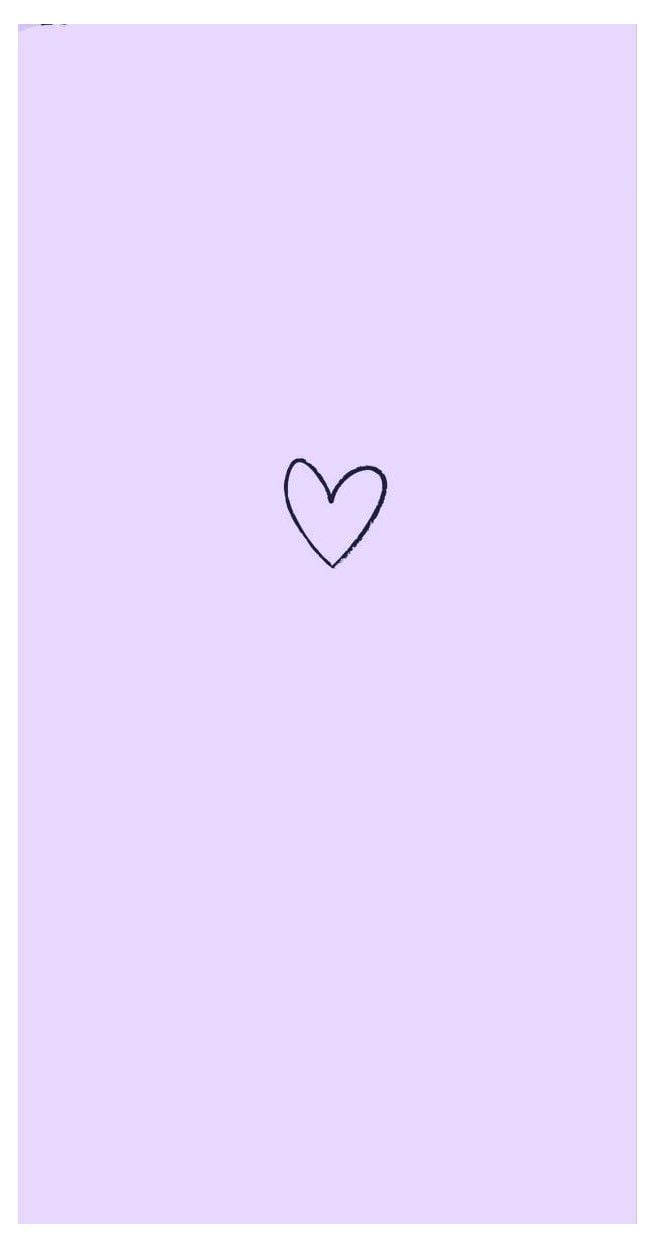 A heart drawn in black on purple background - Lavender