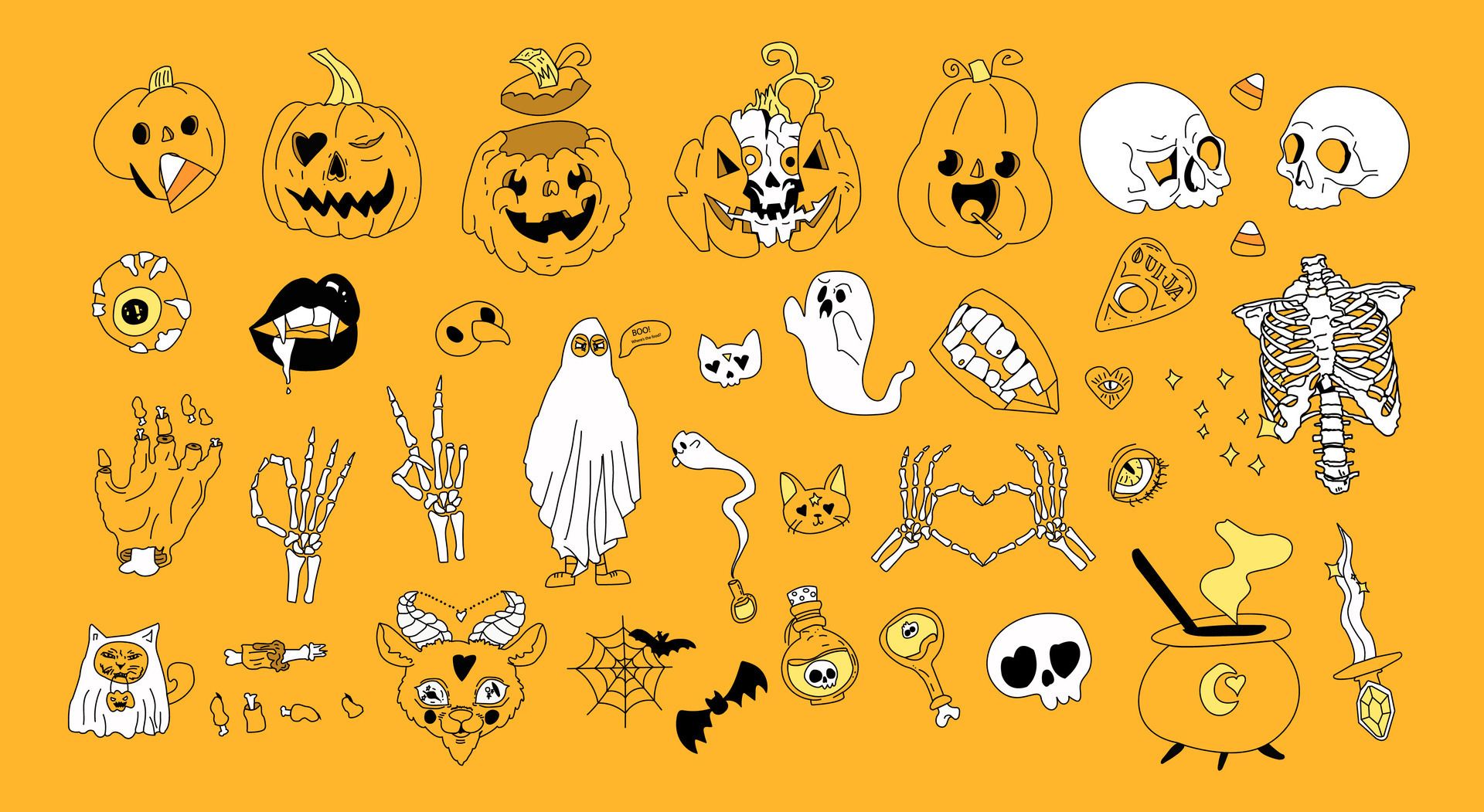 creepy cute Halloween graphic elements