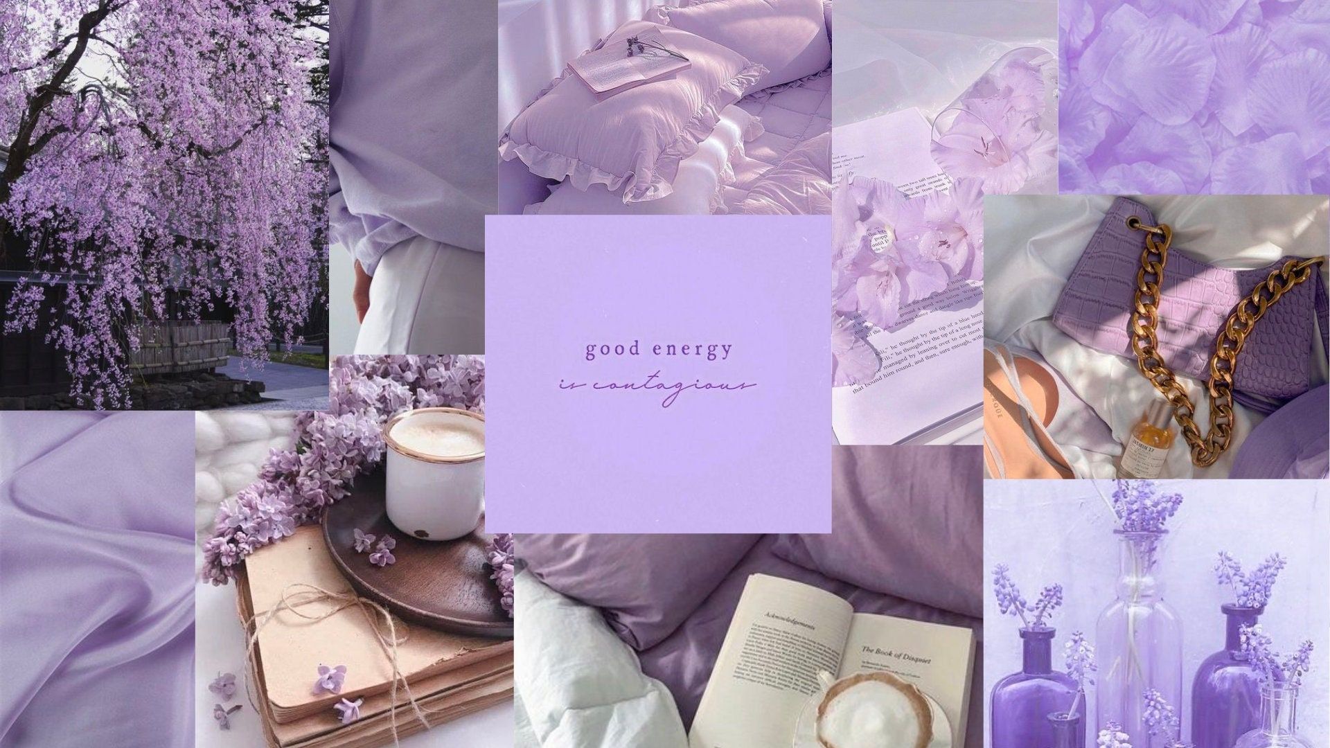 A collage of purple and white flowers - Lavender