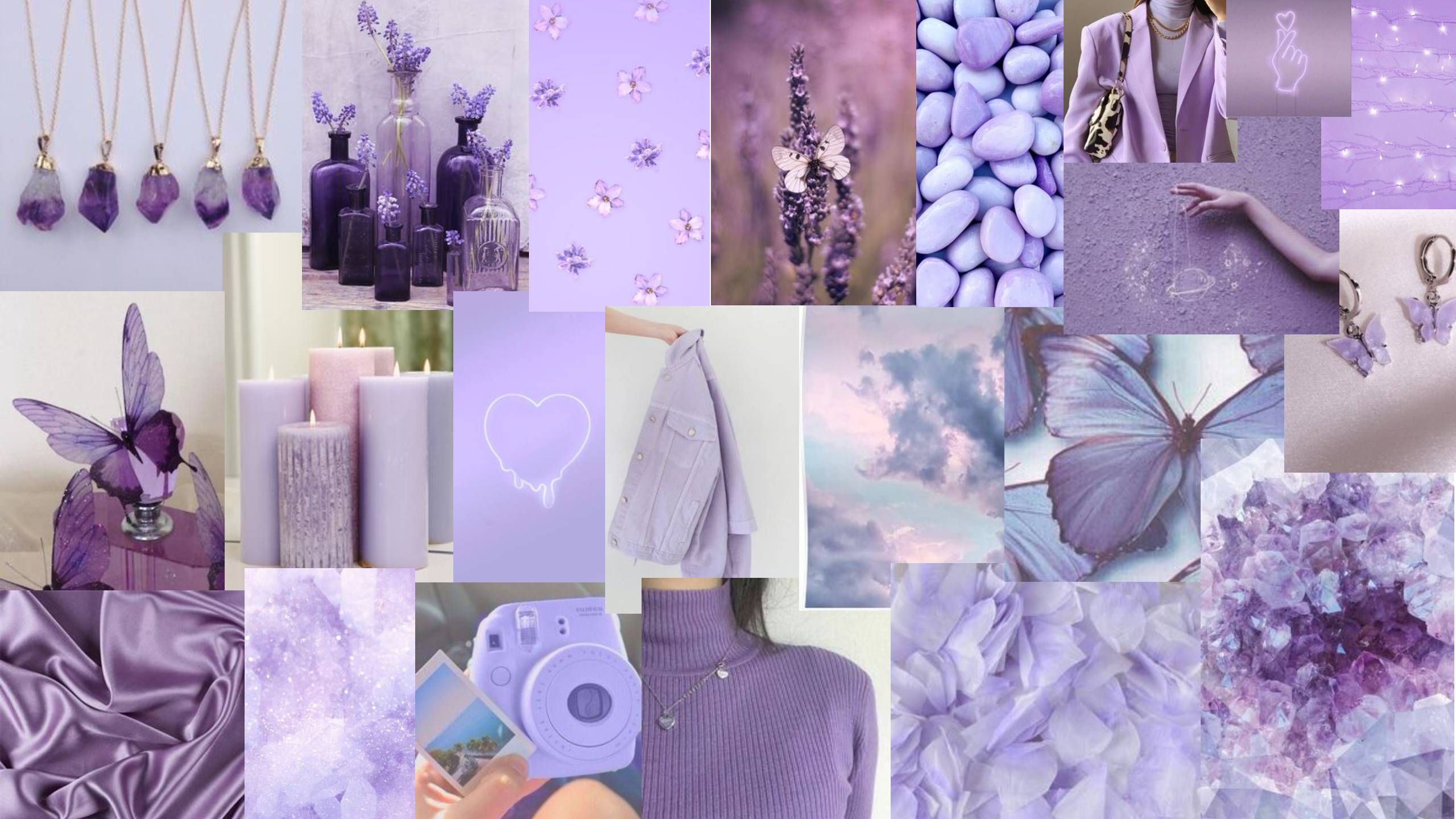 Aesthetic purple collage background for desktop, phone, or social media. - Lavender