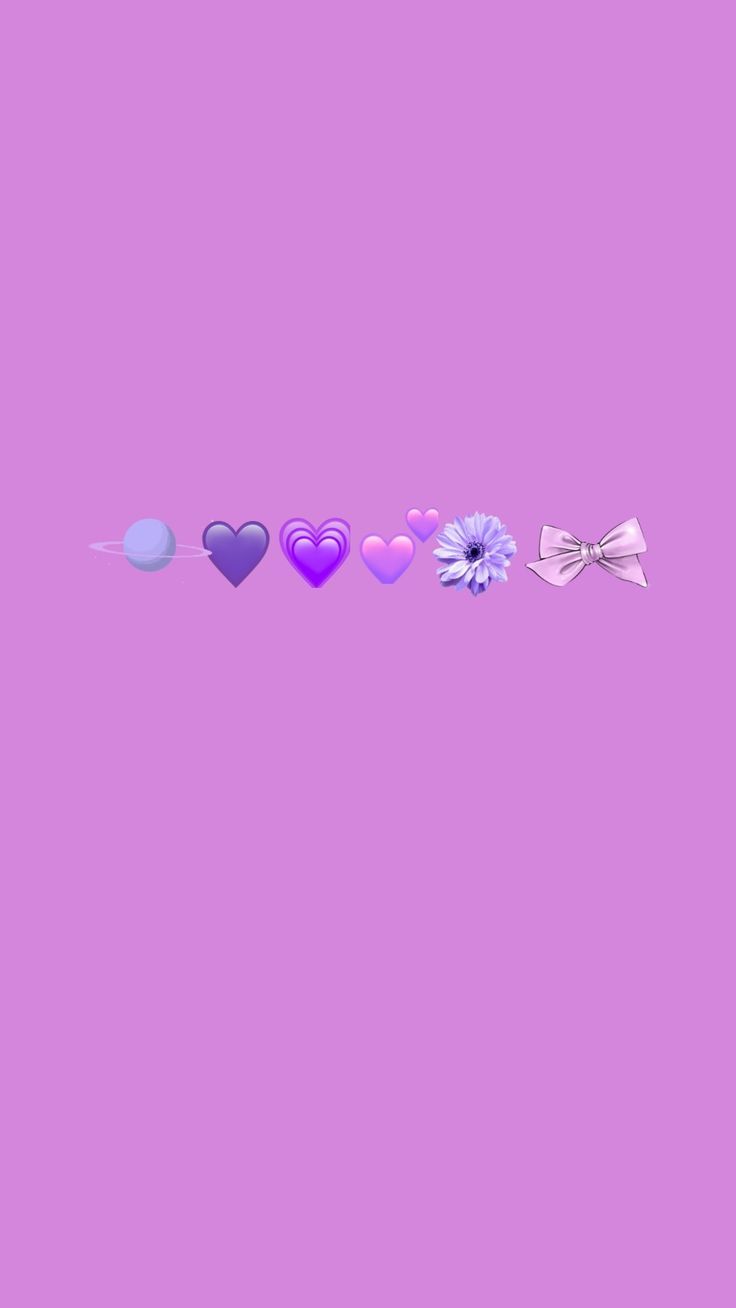 Aesthetic purple wallpaper with hearts, flowers, and a bow - Lavender