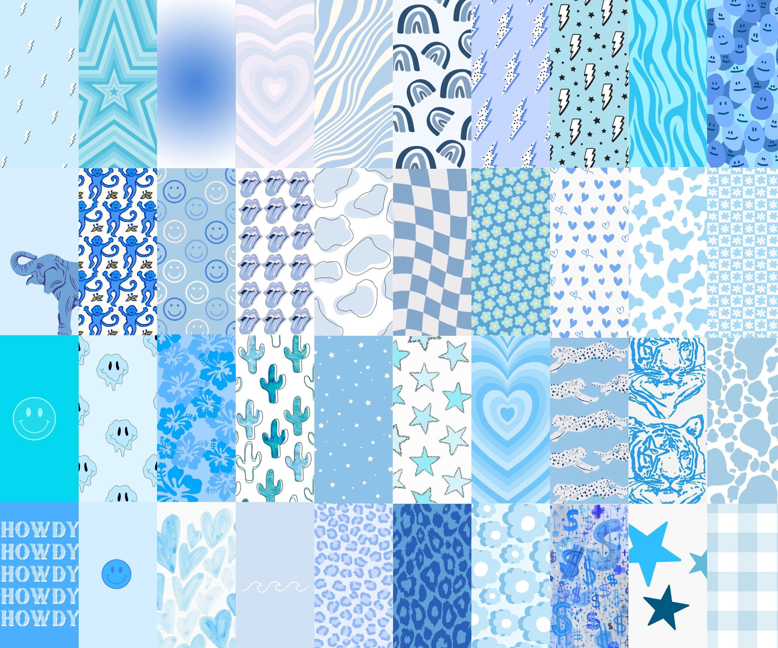 98pcs Blue Preppy Collage Kit