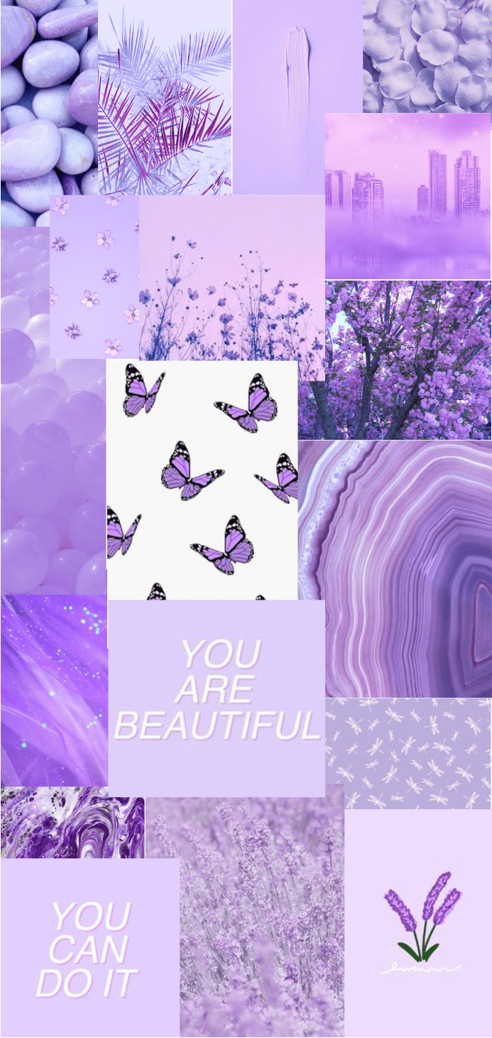 Aesthetic phone background purple collage - Lavender