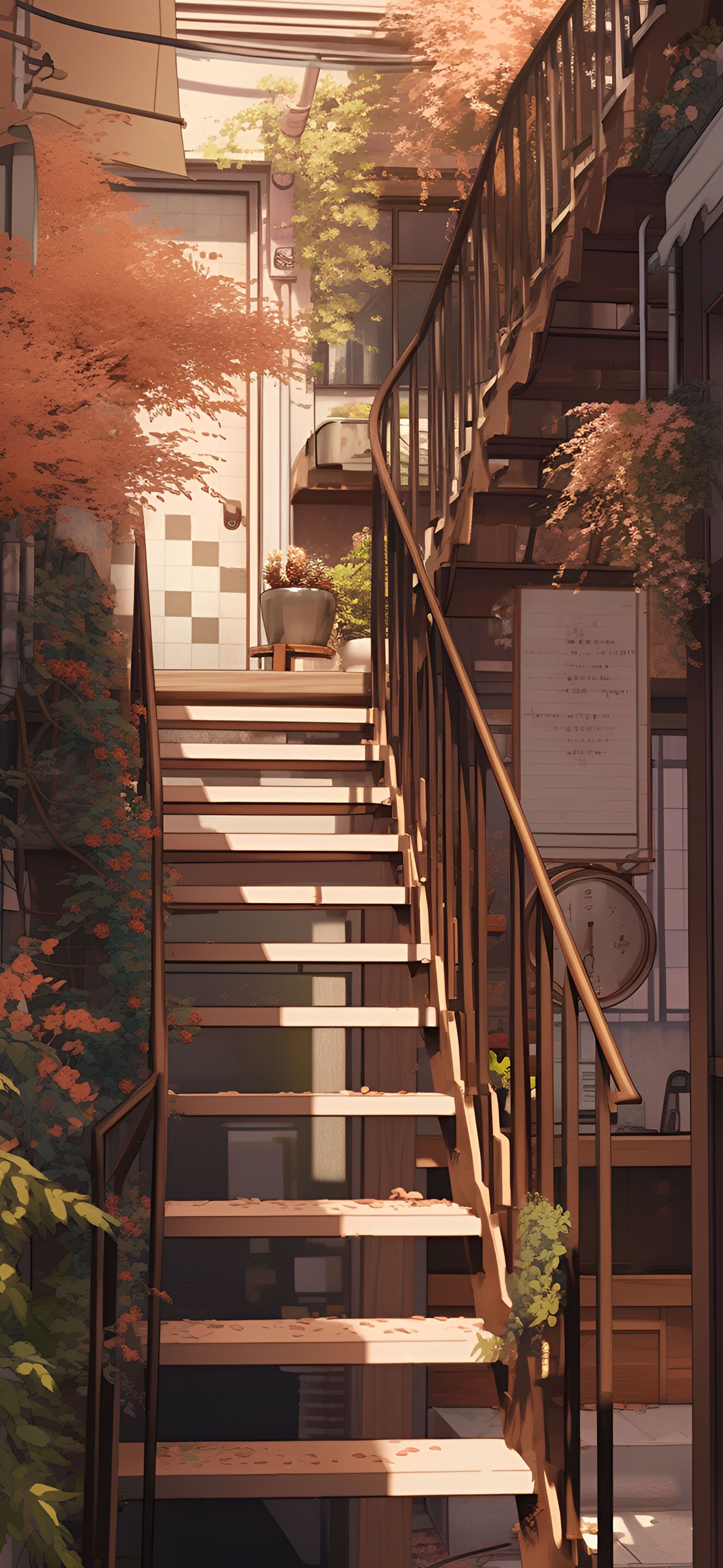 Cozy Autumn Stairs Brown Aesthetic