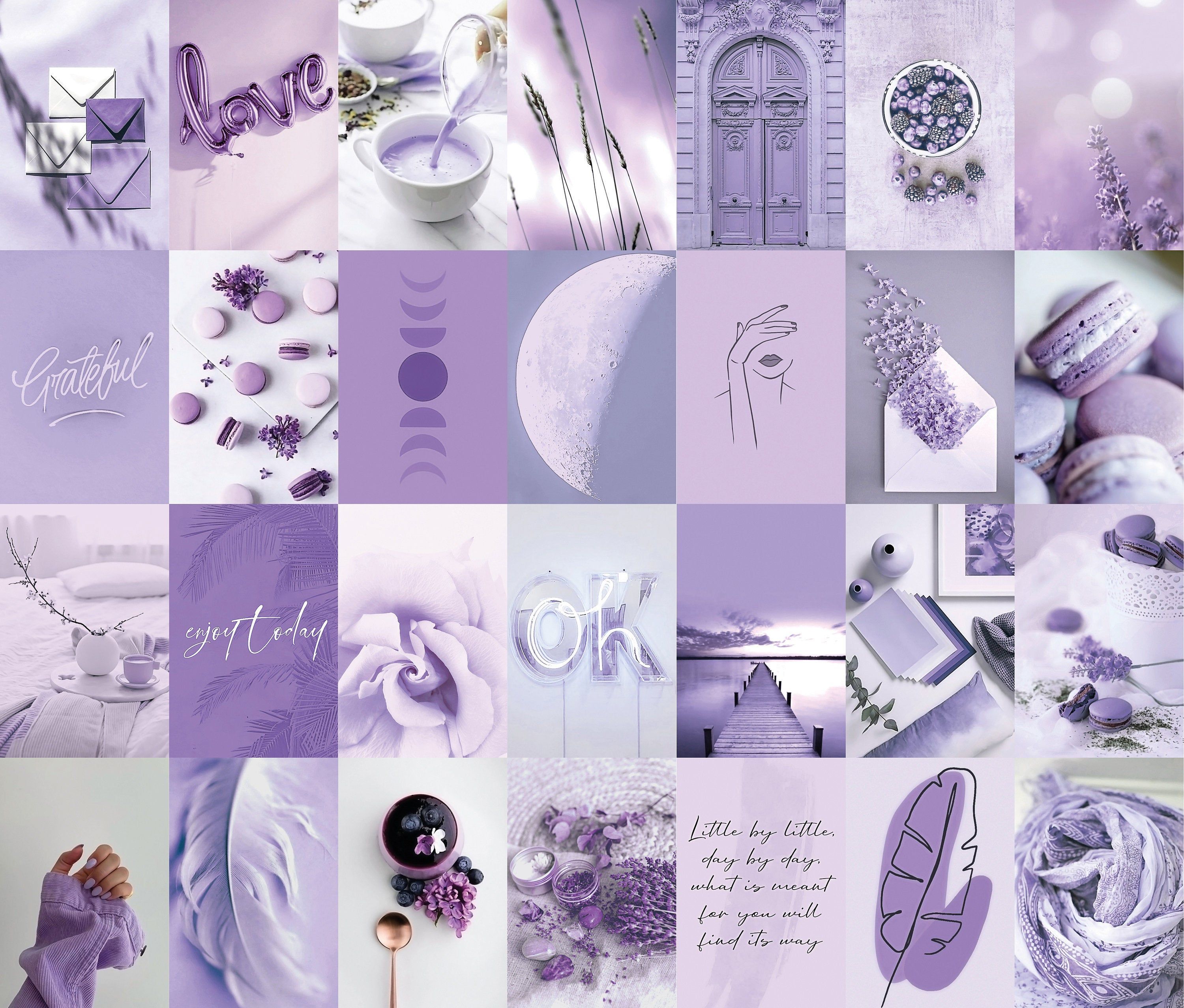 120pcs Pastel Purple Lavender Photo Collage Kit Aesthetic. Purple wallpaper, Wall collage, Photo wall collage