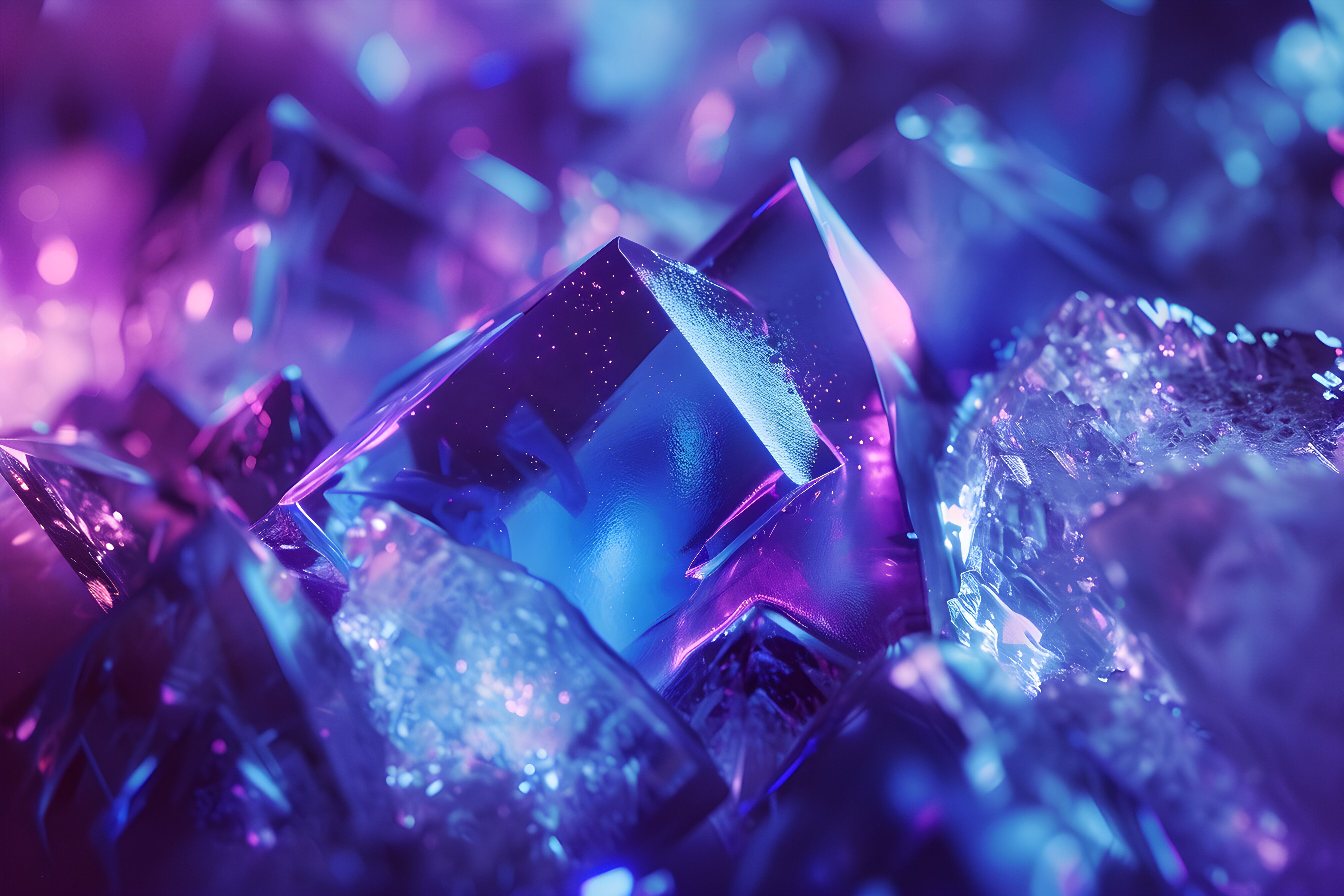 Purple aesthetic Wallpaper 4K, Crystals