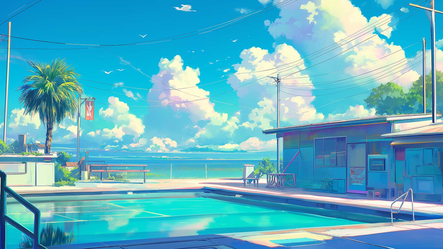 Summer Pool Aesthetic Desktop Wallpaper