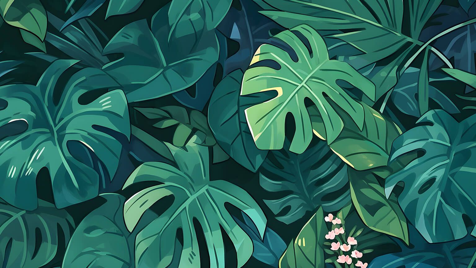 Tropical Leaves Aesthetic Desktop