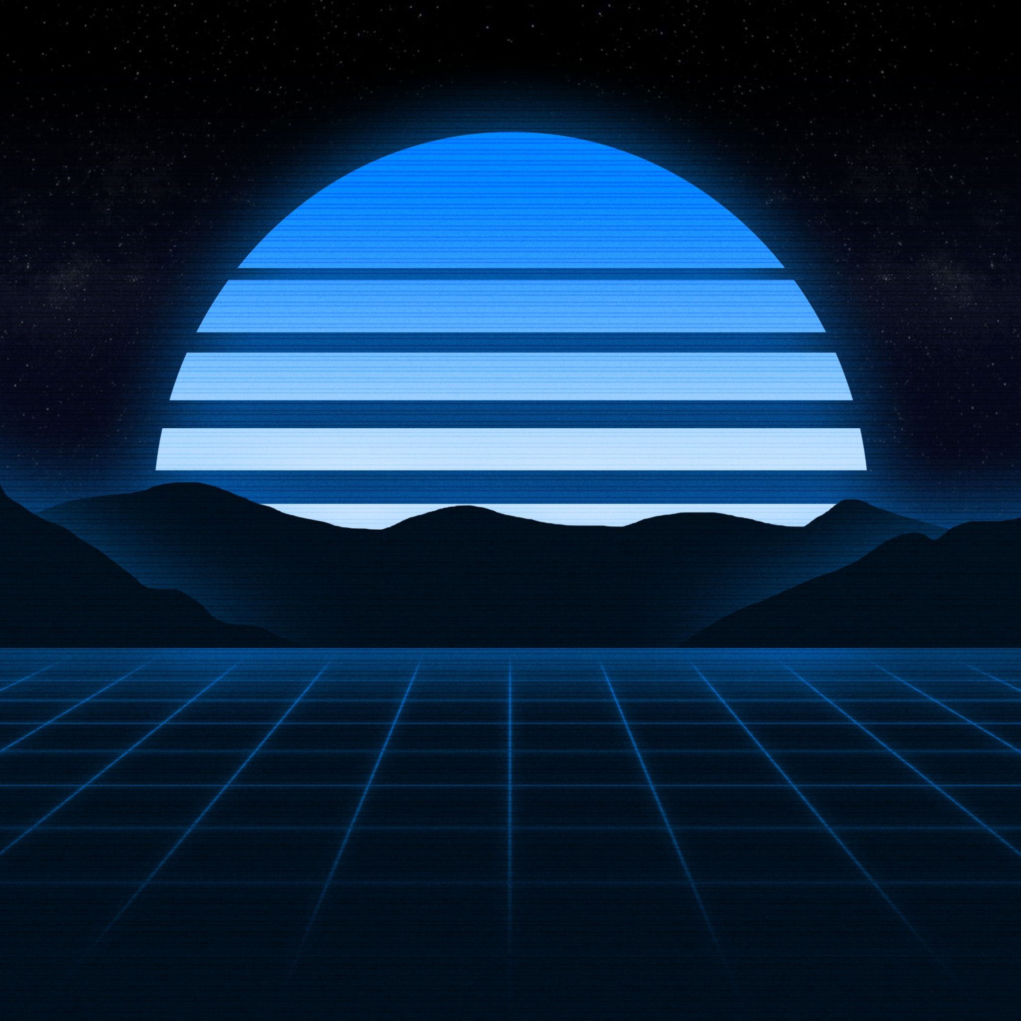 Blue aesthetic Wallpaper 4K, RetroWave