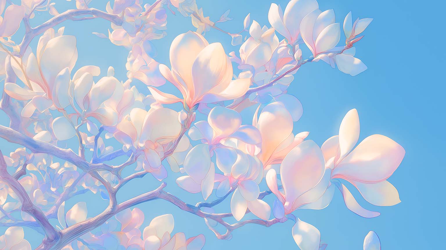 Pastel Blue Spring Blossoms Wallpaper