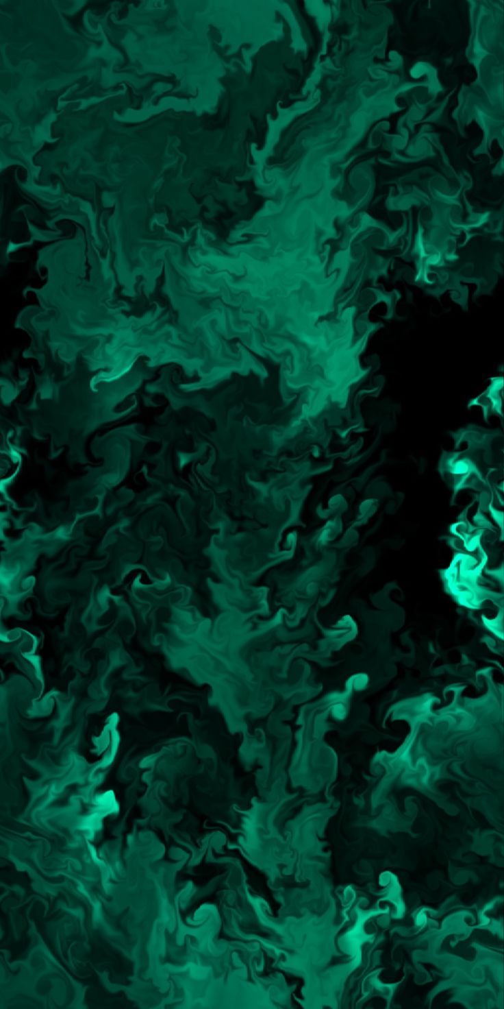 A green and black abstract painting - Dark green