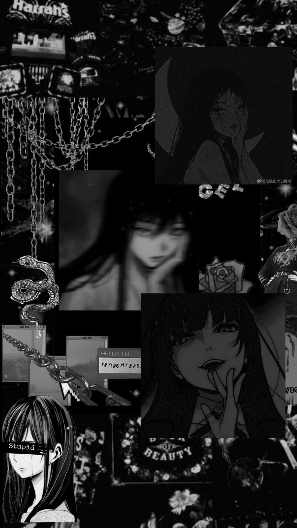 Black and white aesthetic wallpaper for phone. - Dark anime, black anime, anime