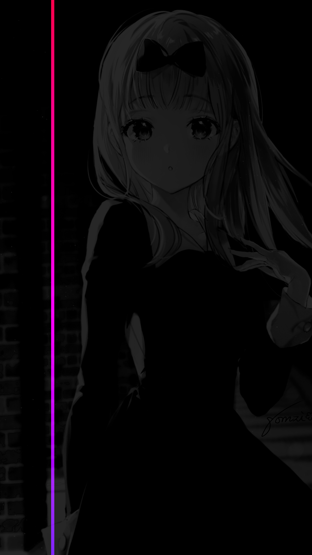 anime girls, dark, minimalism, gradient, monochrome Gallery HD Wallpaper