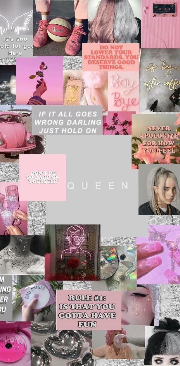 A collage of pictures with the words queen and pink - Soft pink, light pink