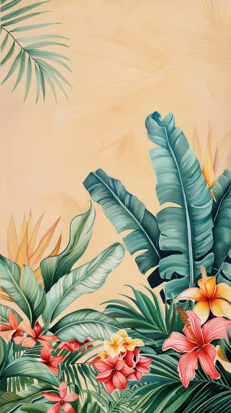 Tropical Flower Beach iPhone Wallpaper