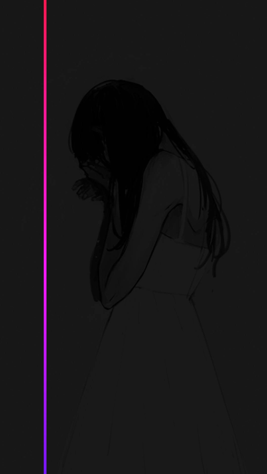 gradient, minimalism, dark, anime girls, monochrome Gallery HD Wallpaper