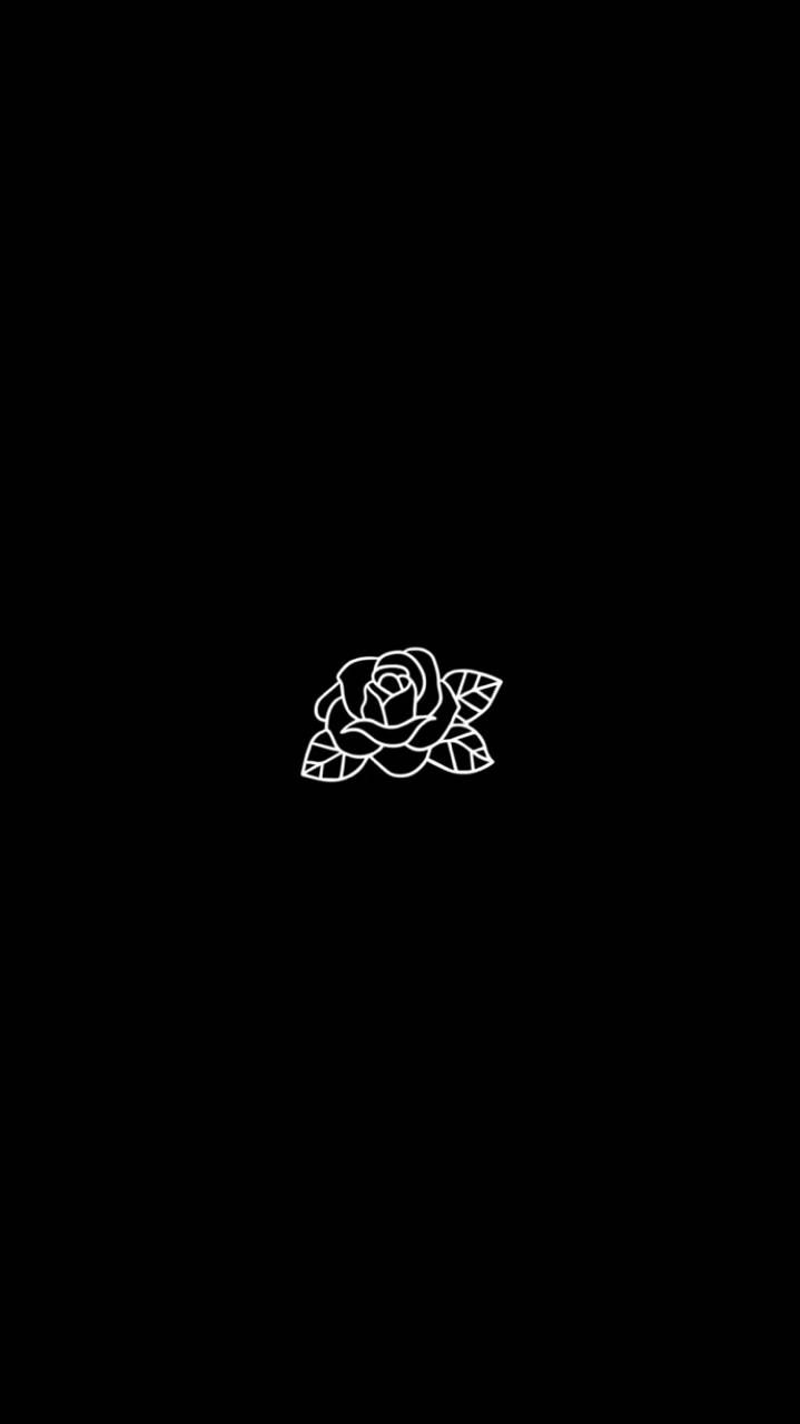 Download White Stencil Illustration Black Rose iPhone Wallpaper