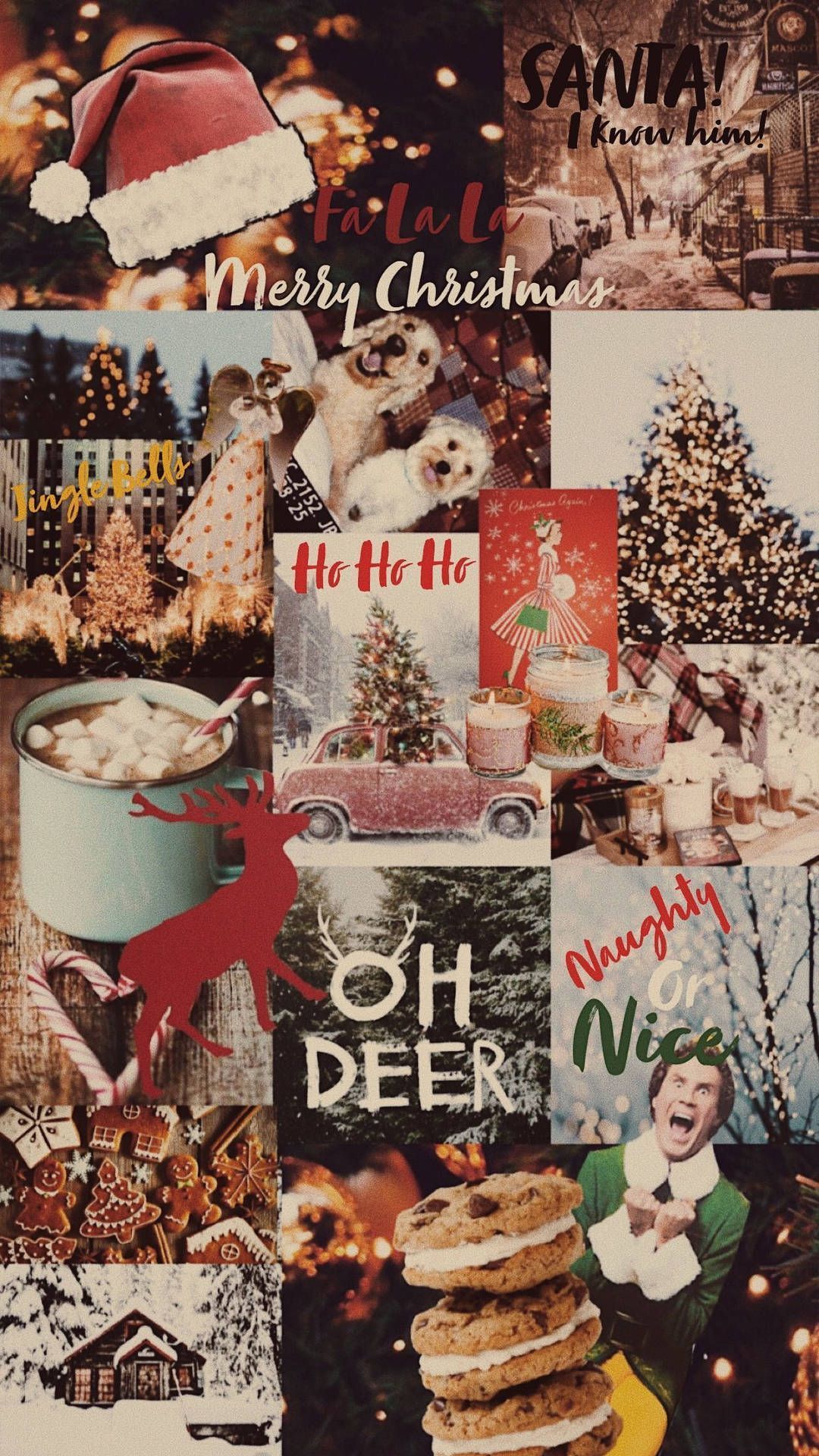 A collage of christmas cards and other items - Christmas iPhone