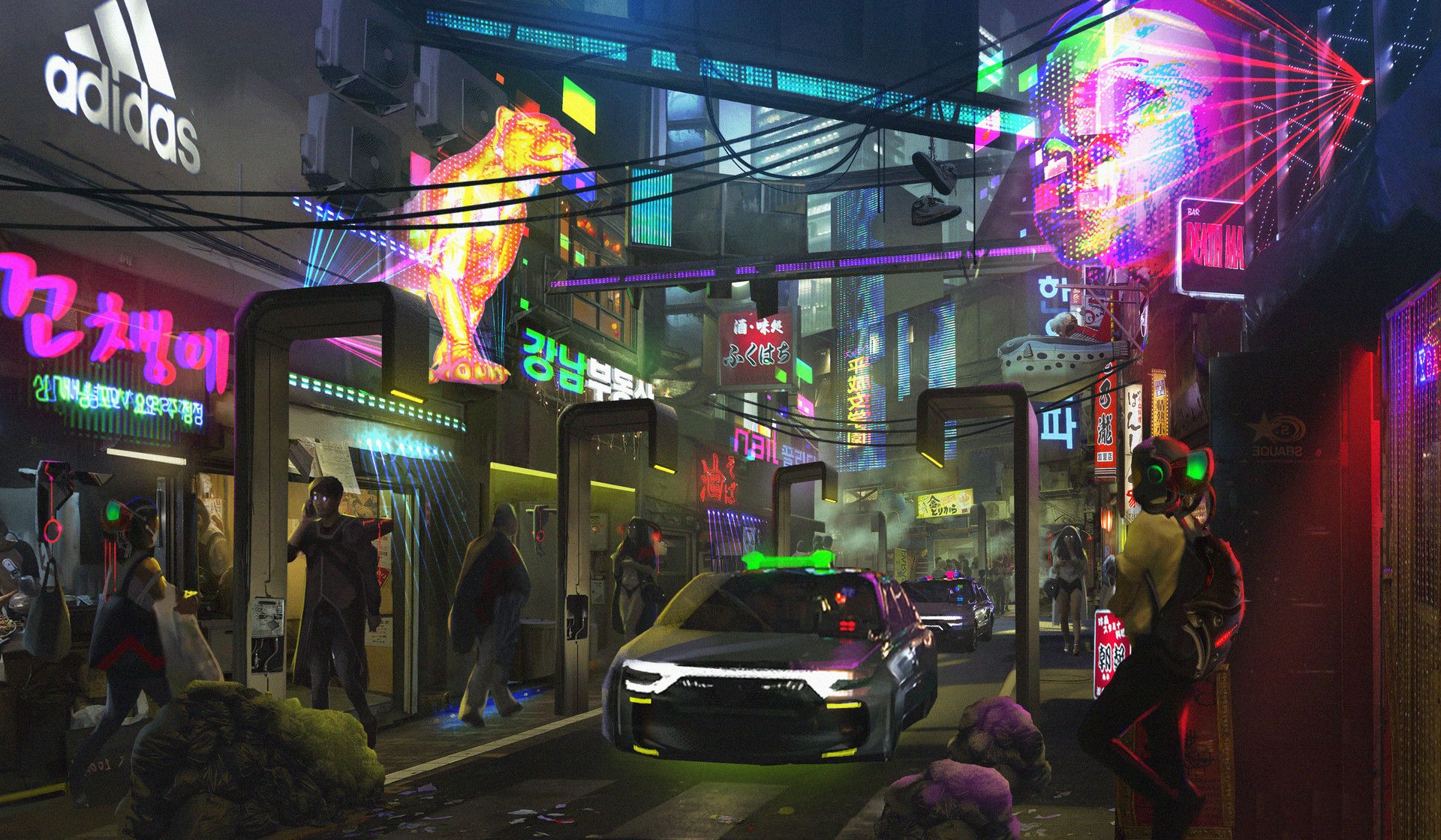 Cyberpunk Seoul Sci Fi Street