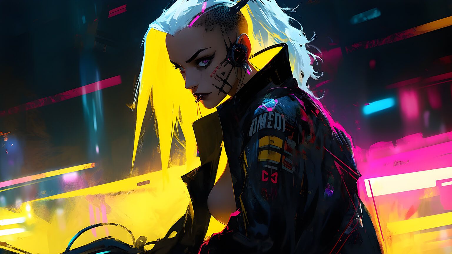 Cyberpunk 2077 Girl with Yellow Hair