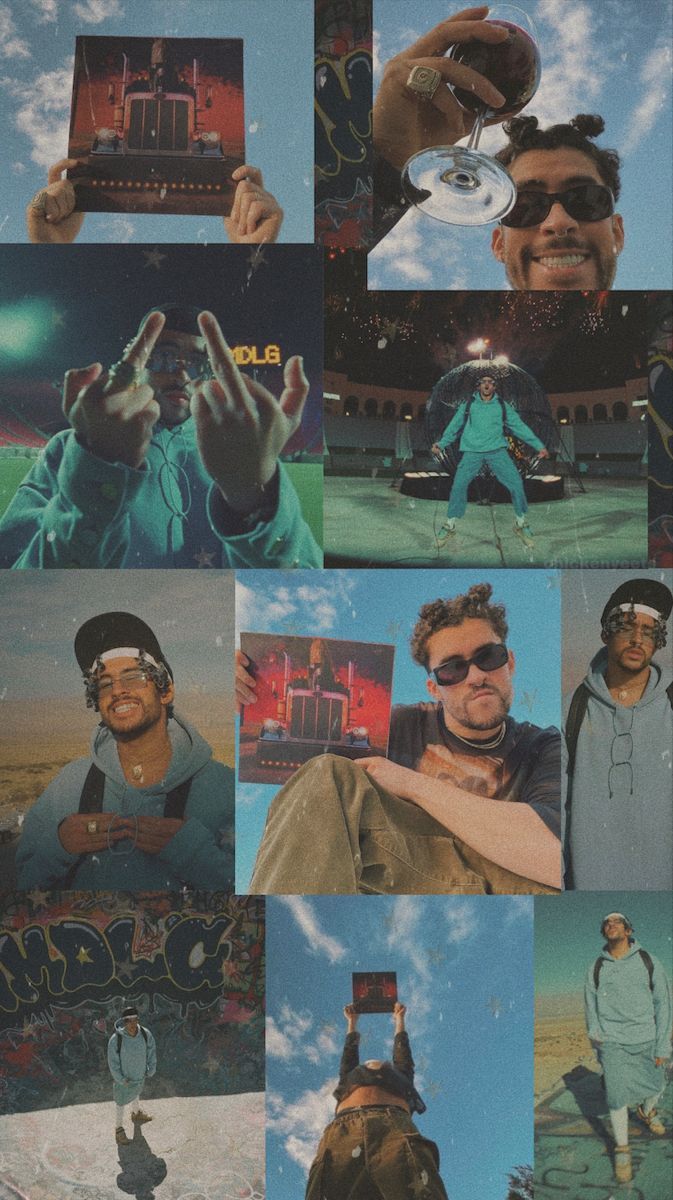 Collage of pictures of Logic, the rapper - Bad Bunny