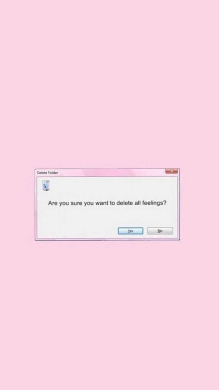 A pink screen with the message, are you sure to delete this? - Cute pink