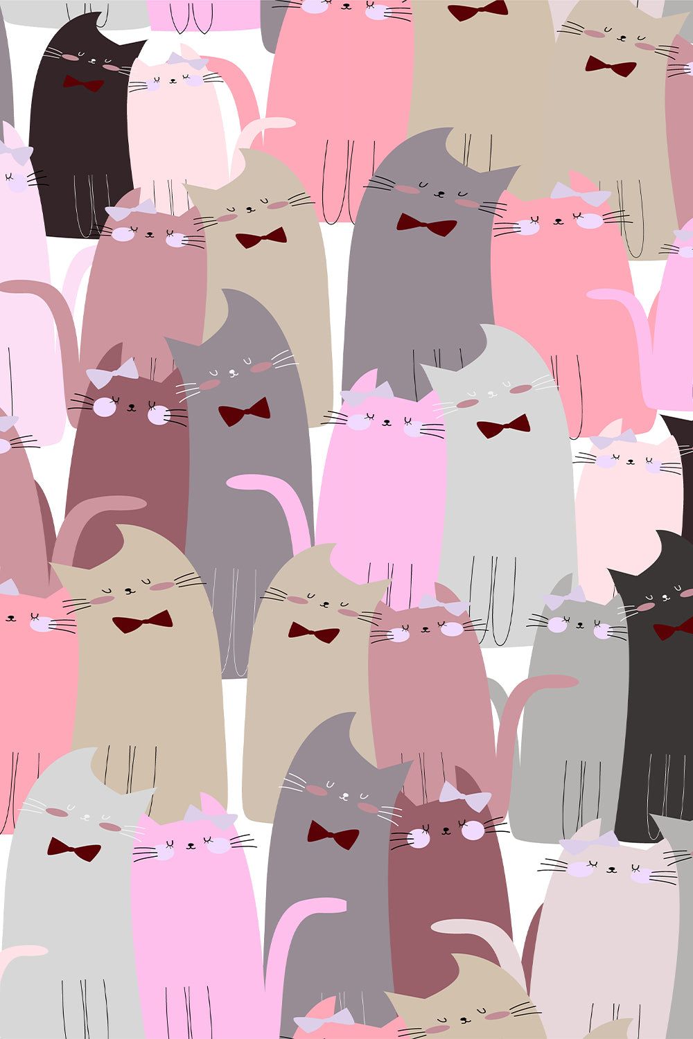 Wallpaper for mobile phone of a lot of cats - Cute pink