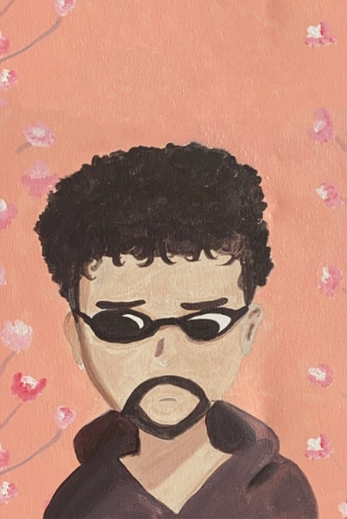 A painting of an afro man with sunglasses - Bad Bunny