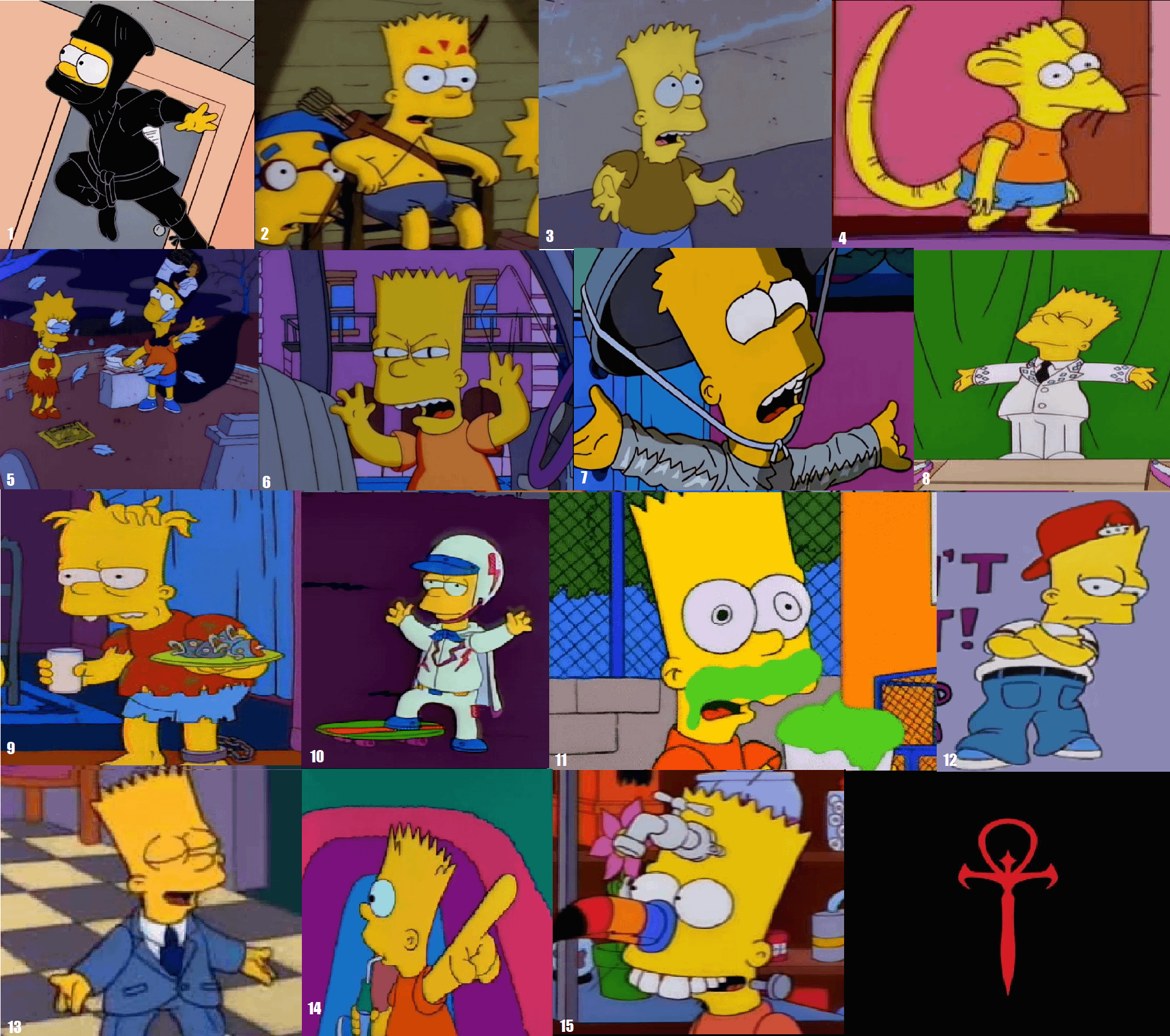 Bart Simpson as each V5 Clan No