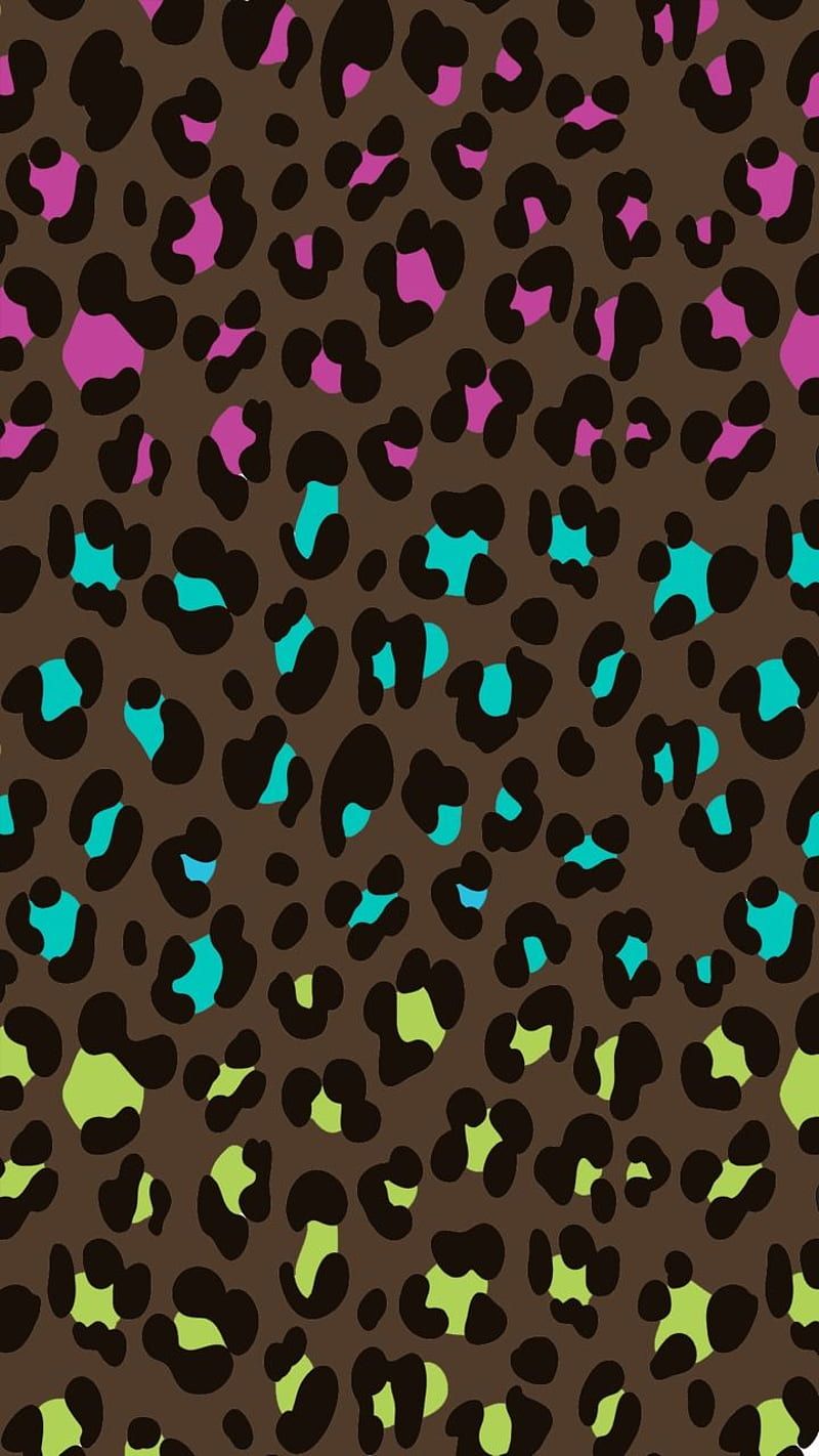 Leopard print, blue, green, pink, HD