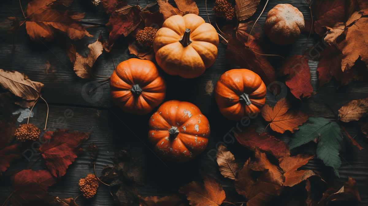 Leaves On A Wooden Table Background