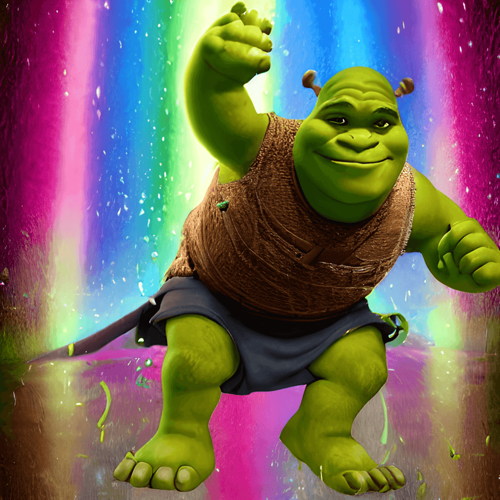 Shrek Rainbow Splash Art · Creative Fabrica